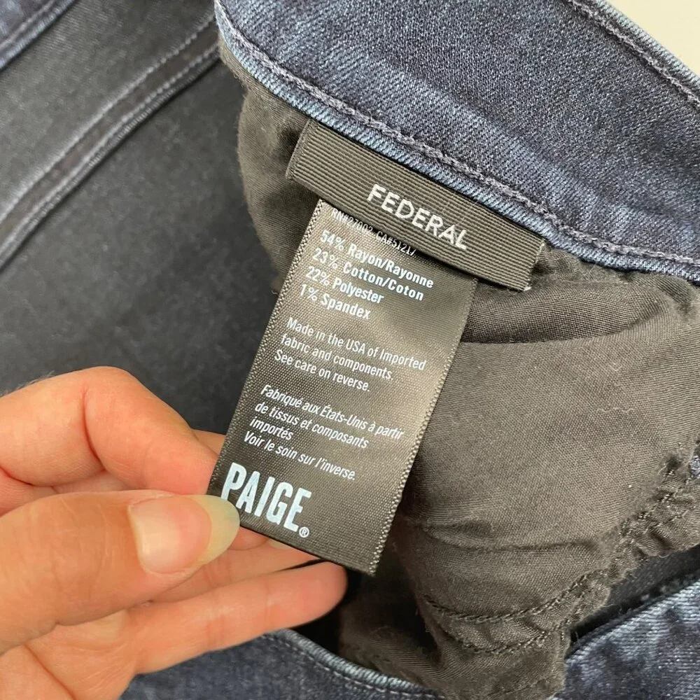 Paige Federal Inkwell Straight Leg Dark Wash Jeans Mens Size 40 Classic Casual